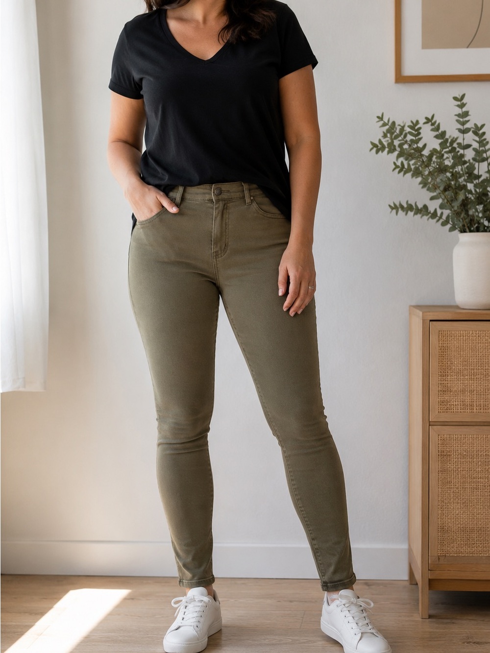 UNIQLO Olive Green Stretch Skinny Pants Jeans Women’s M 28-29